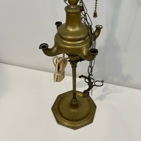 Italian Brass Lucerne Oil Lamp, Electrified Lamp Light - Picture 3 of 9